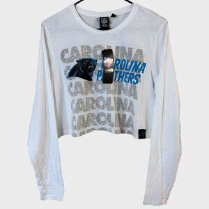 NFL Carolina Panthers Cropped Long-Sleeve T-Shirt White Women's Size Medium New